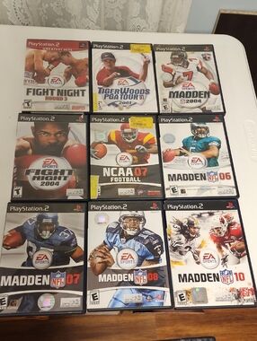 Lot of 9 PS2 PLAYSTATION 2 SPORTS GAMES MADDEN AND FIGHT NIGhT